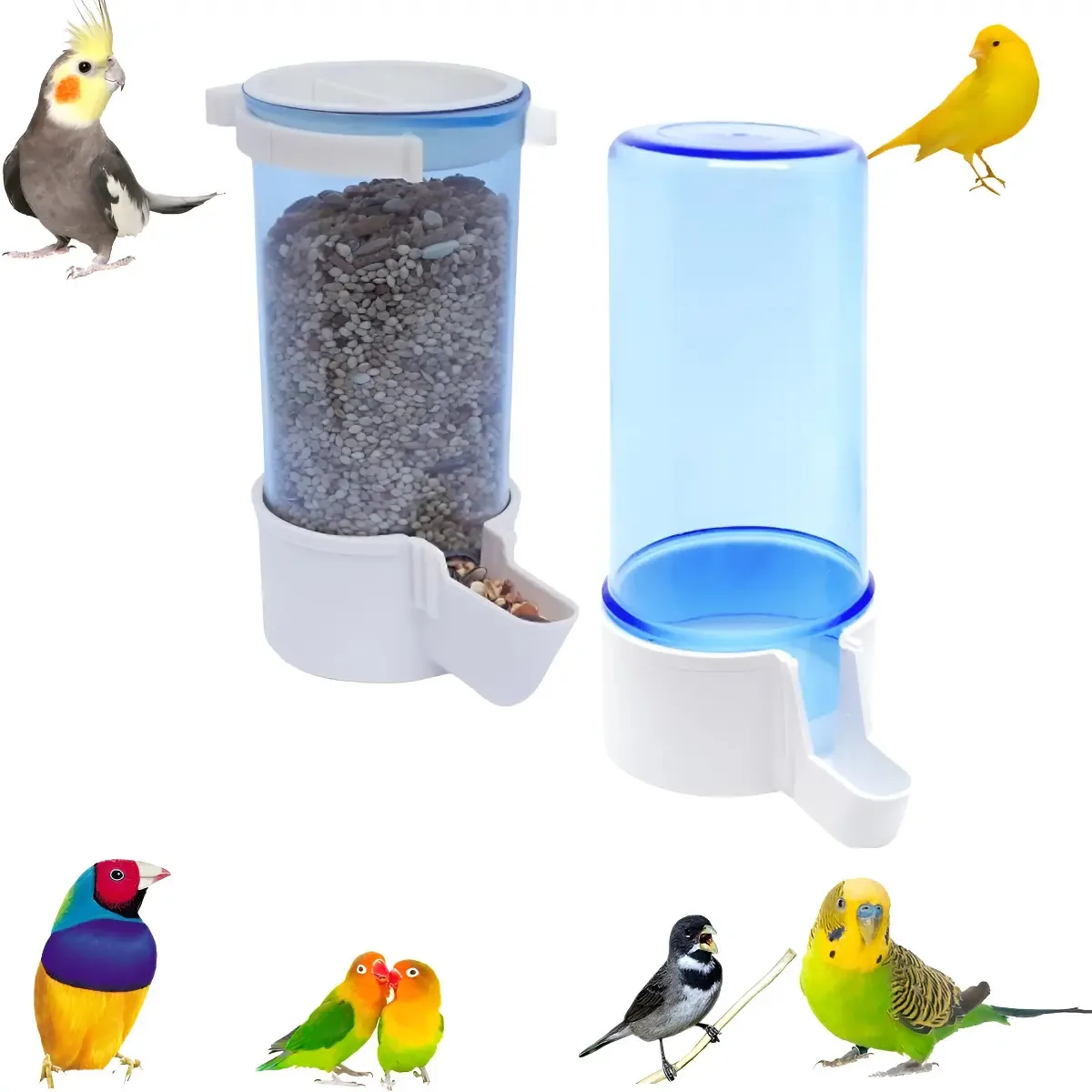 1 Comedouro 220ml + 1 Bebedouro 200ml Malha Fina Aves