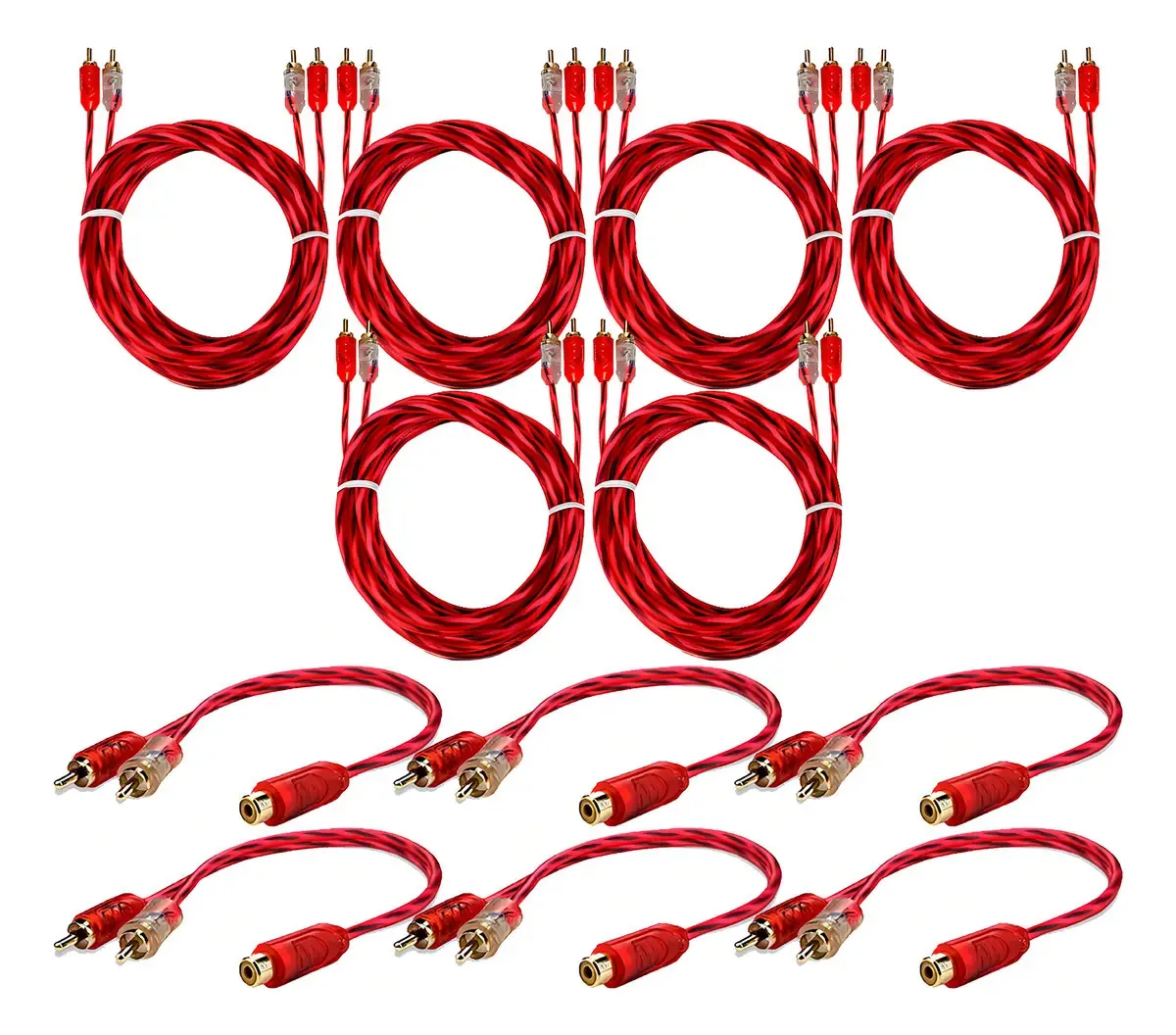 Kit 6 Cabo Rca 1 Metro +6 Rca Y Semi Blindado Audio E Video