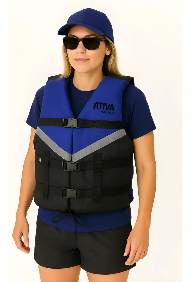 Colete Canoa Salva Vidas Ativa 40kg A 60kg Cor Azul