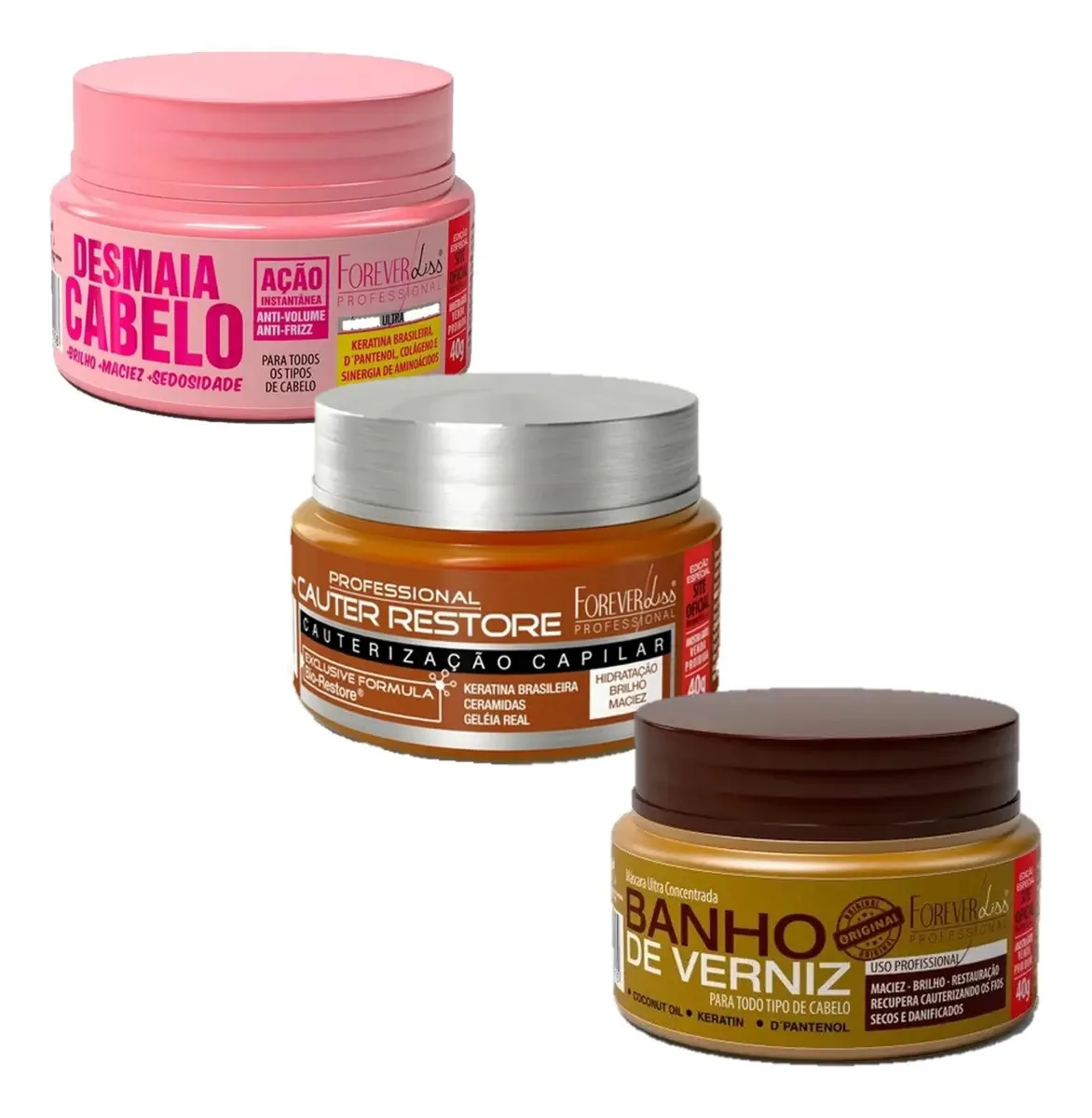 Forever Liss 3 Miniaturas 40g Cada - Cauter Restore + Desmai