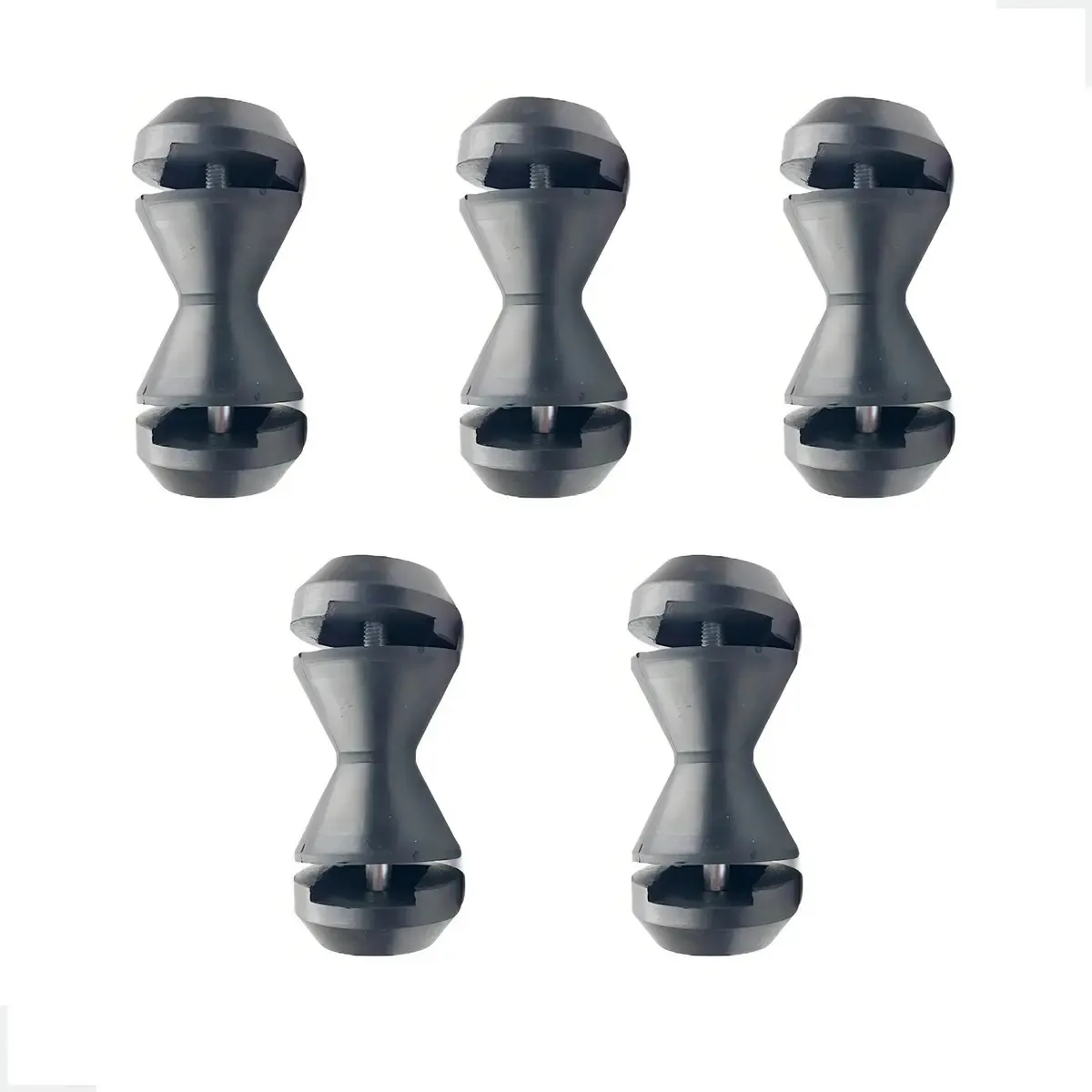 Kit 5 Roletes Vabadus Borracha 80mm 10cm Preto Carreta Reboque Jet Ski