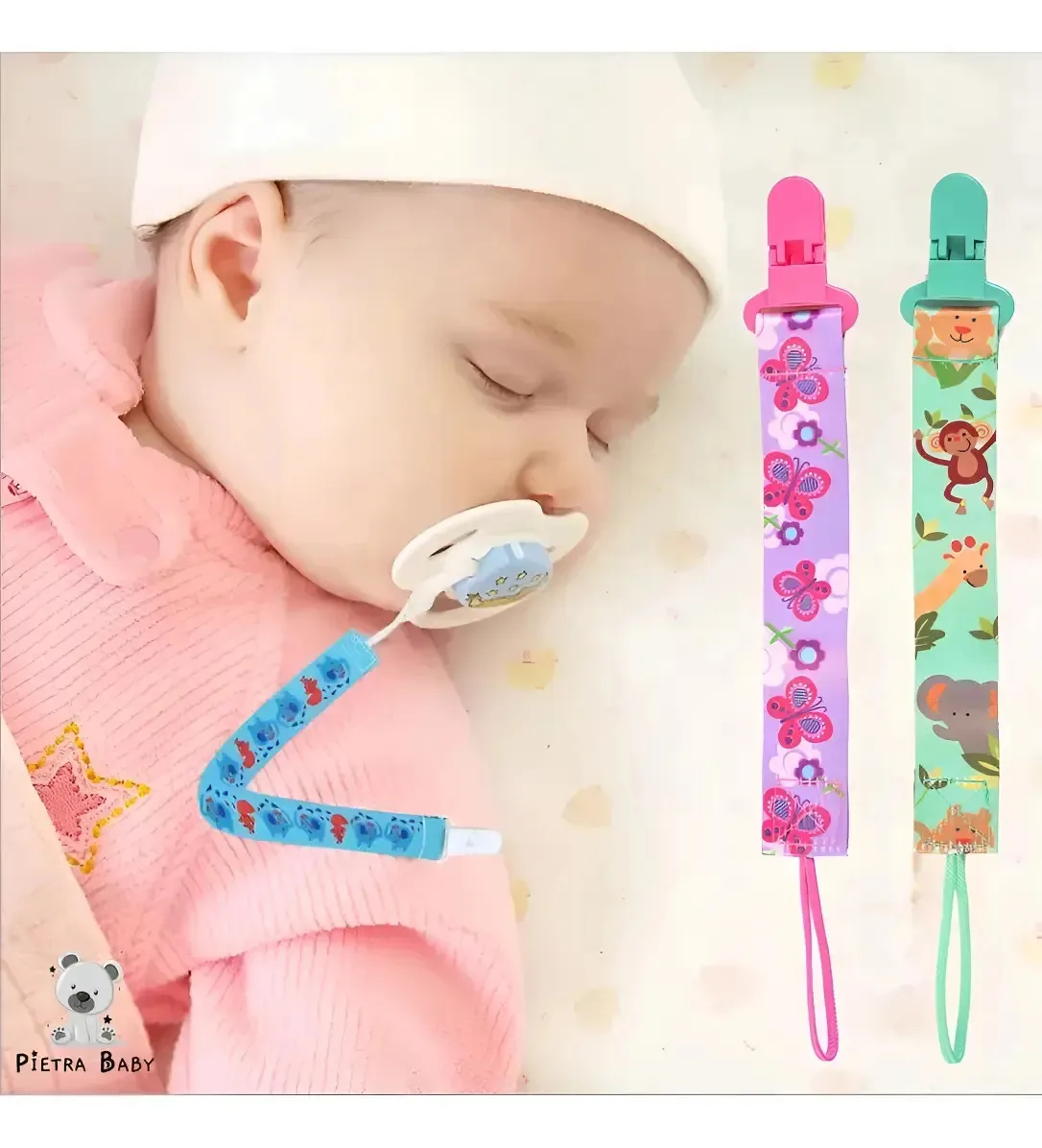 Kit 3 Prendedores De Chupeta Pietra Baby Feminino Masculino