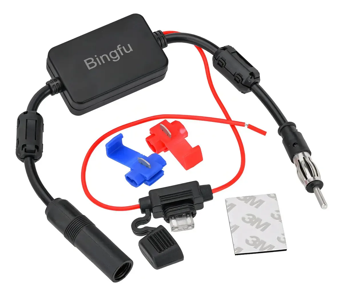 Antena FM Universal para Rádio de Carro Bingfu, Amplificador de Sinal Aéreo, Fonte de Alimentação de 12 V, Fonte de Alimentação para Automóveis, Caminhões, SUV, Rádio de Carro, Estéreo
