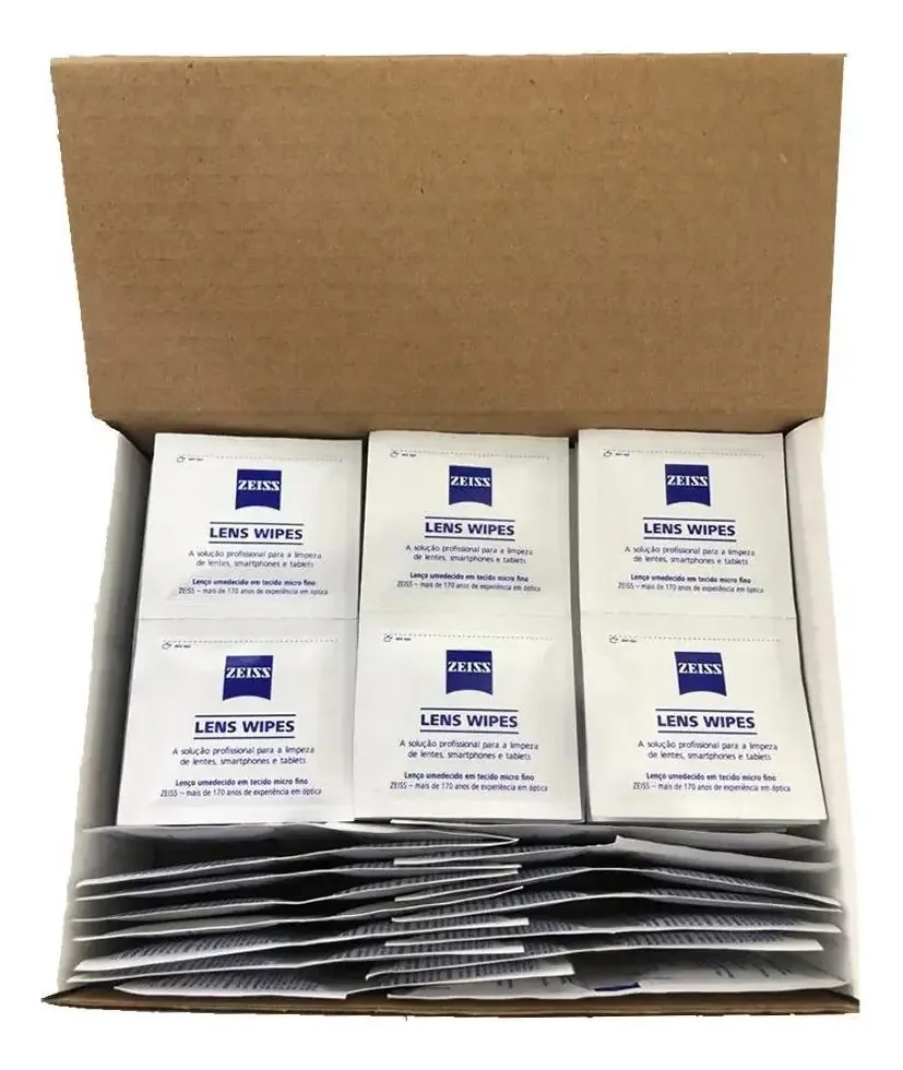 Kit 120 Lenços Umedecidos Zeiss Lens Wipes Limpeza Óculos