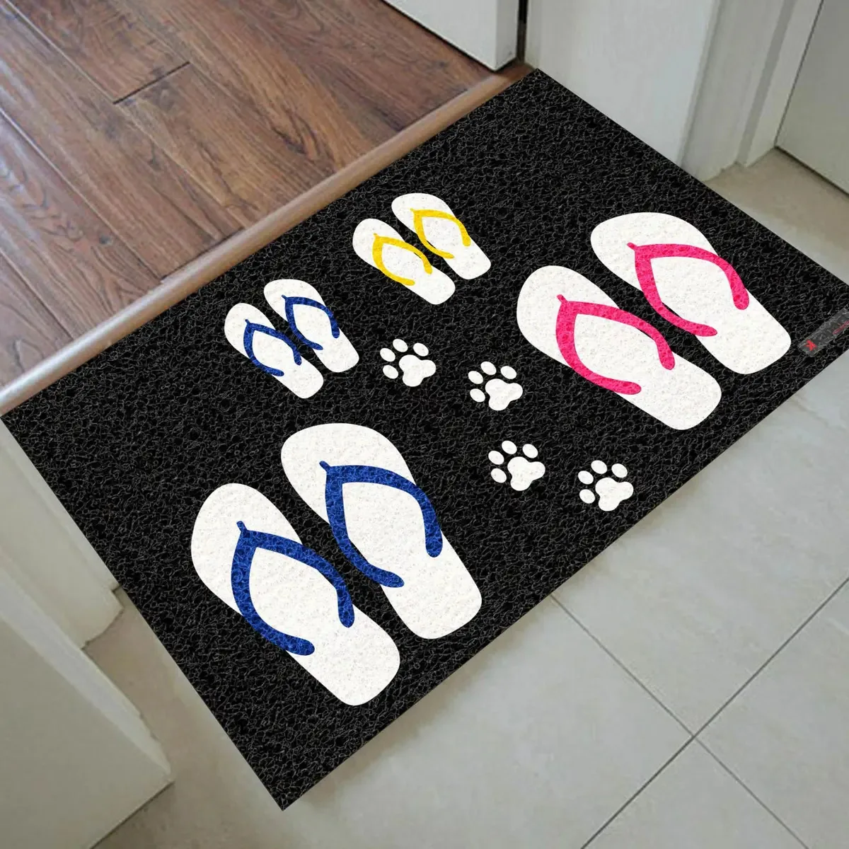 Tapete Capacho Chinelos - (mod 14) 60x40 Cor Preto