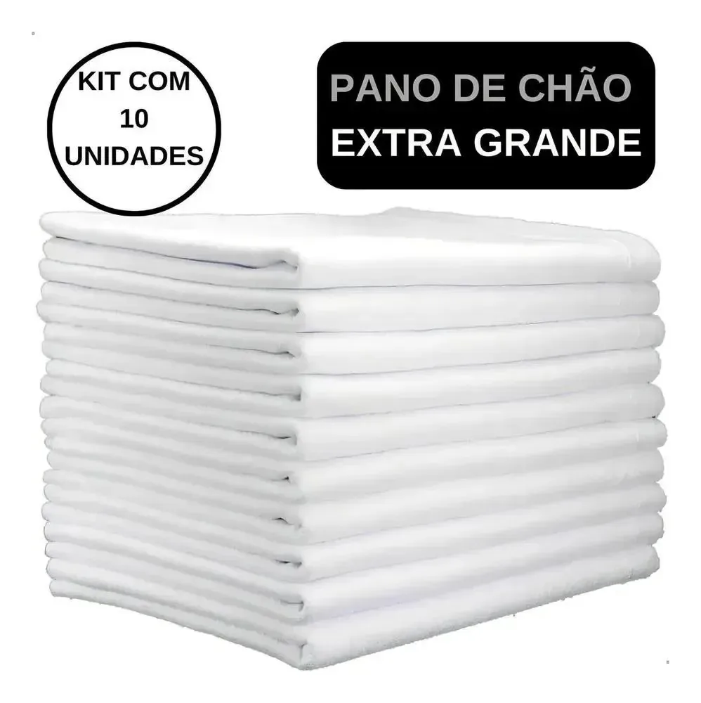 10 Panos Chão Algodão Extra Grande Limpeza Pesada
