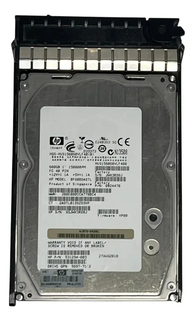 HD HP 600GB para Servidor e Storage com Conectividade FC