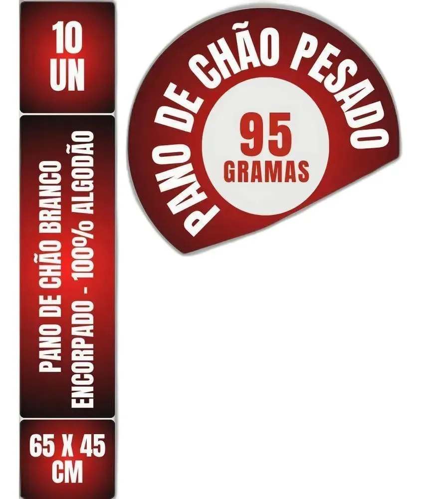 10 Panos Chão Neves 45x65cm Algodão 95g Resistente