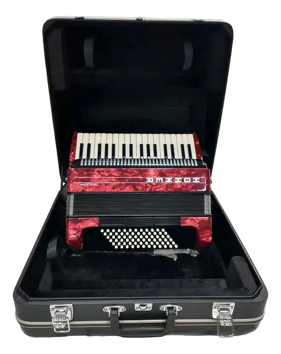 Acordeão Hohner Amica III 72 Baixos Vermelho com Estojo