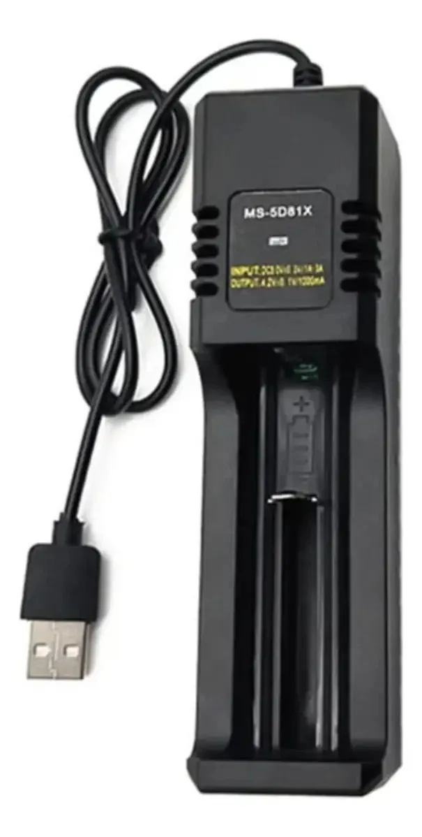 Carregador USB para Baterias 18650 E Compatíveis com 1 Slot de Carga
