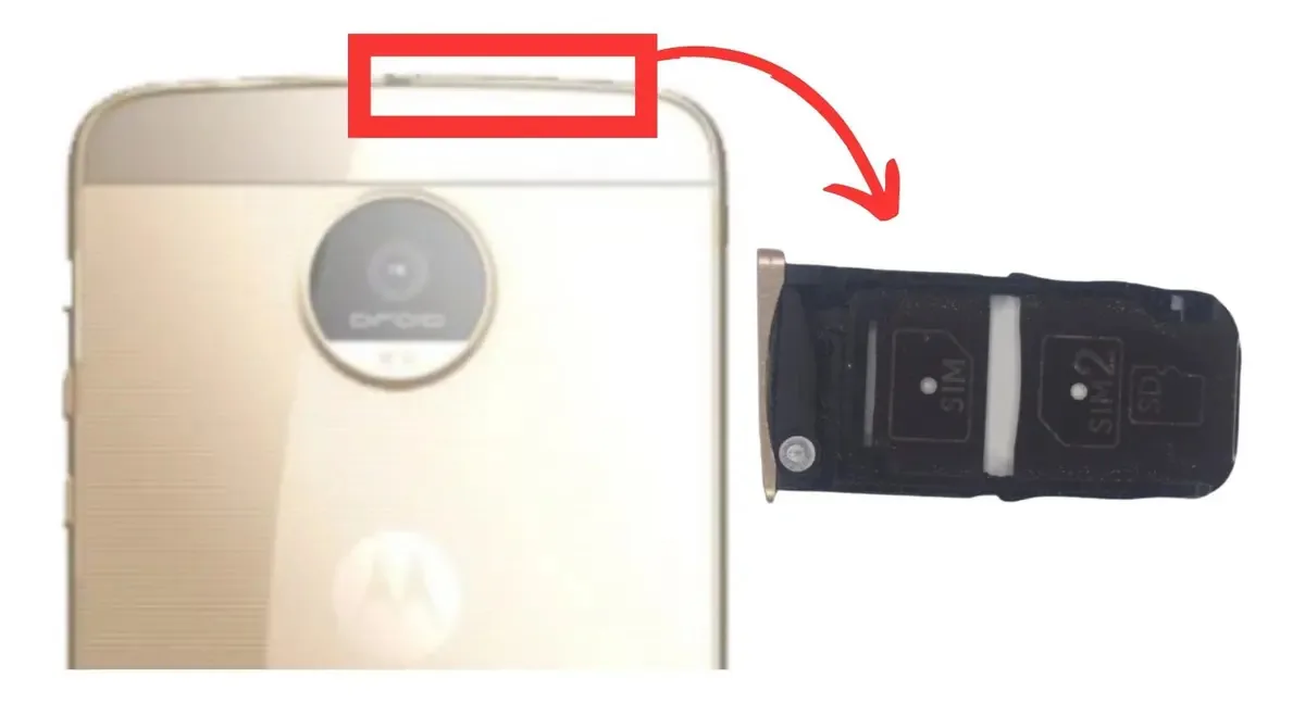 Gaveta Bandeja Sim Chip Slot Compatível Moto Z3 Play Cor Dourado