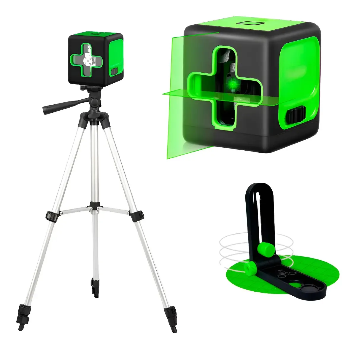 Nível A Laser Verde 2 Linhas Esquadro + Suporte + Tripé Recarregavel Profissional Prumo 20m Autonivelante marca SpitFire
