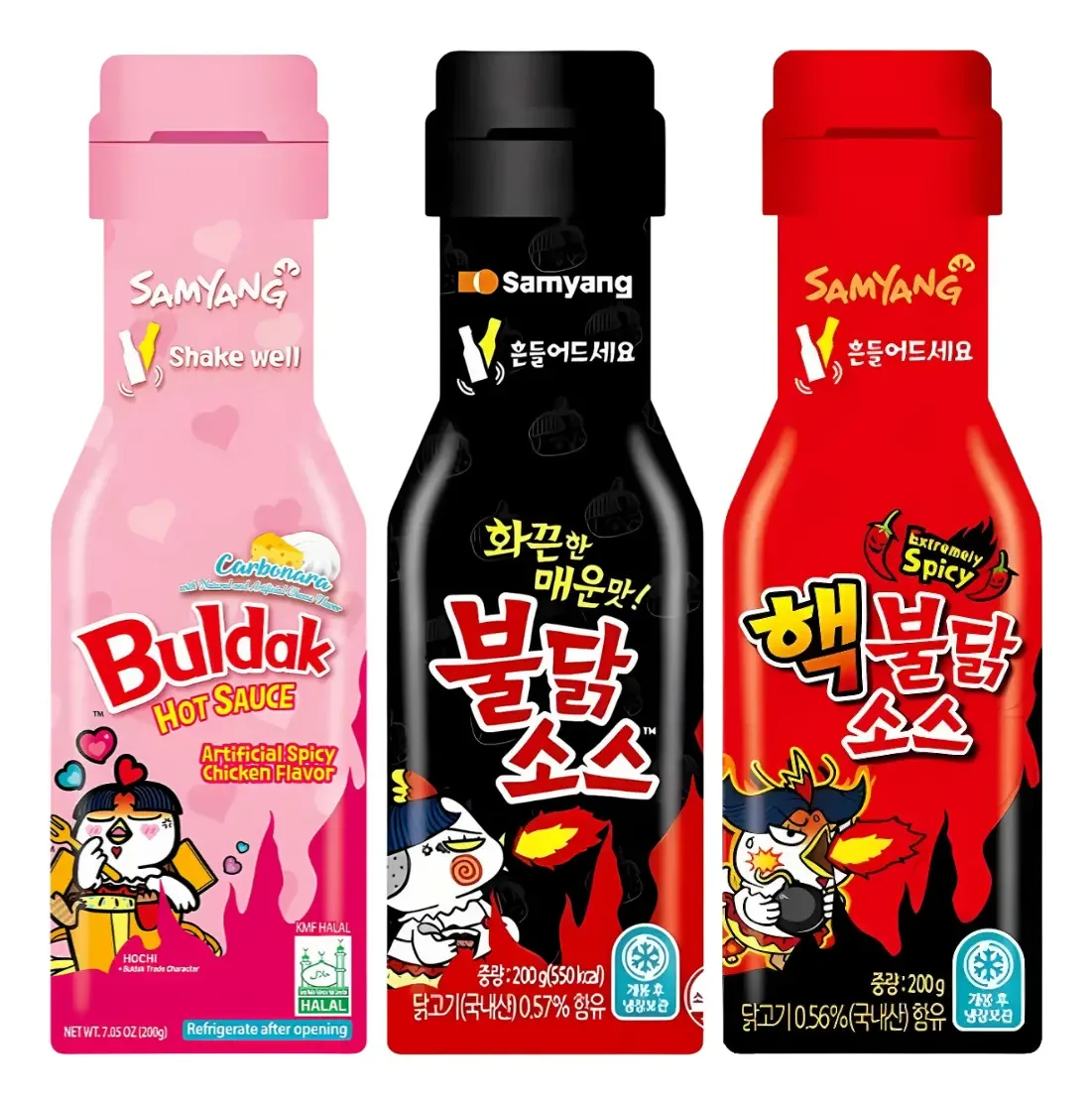 Kit 3 Molhos Samyang Buldak - Picância Do Suave Ao Extremo
