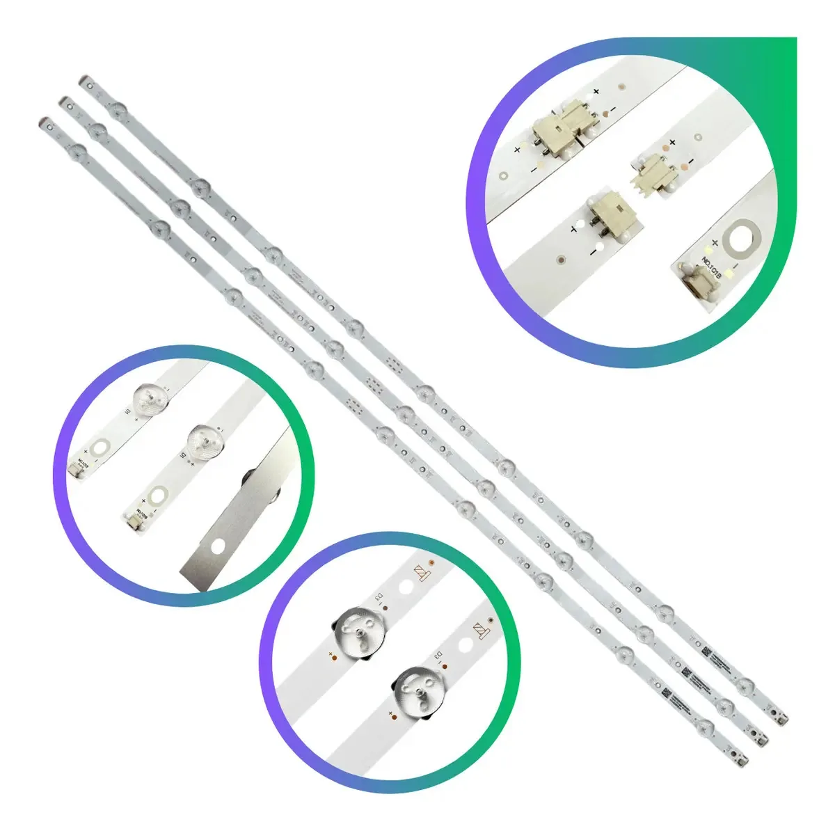 Barramento De Led Completo Kit 3 Barras Compátivel Aoc 43s5295 43s5195 43pfg5813/78 Em Aluminio Digital Informática
