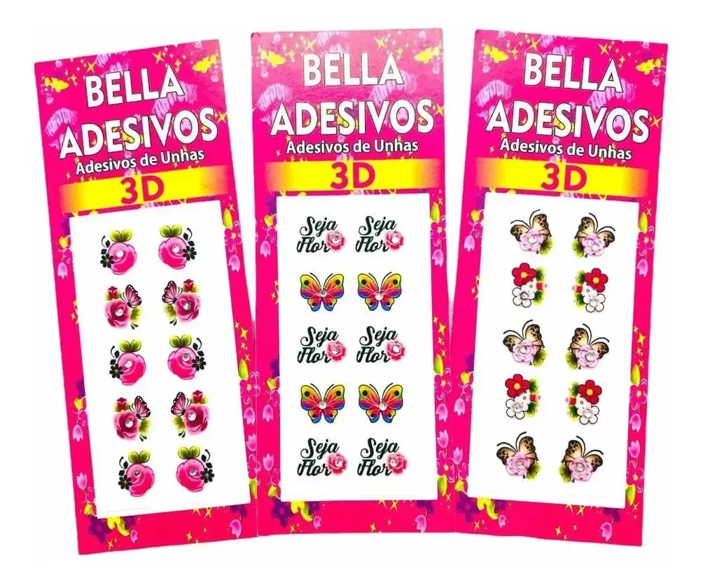 1000 Peliculas Kit Adesivos De Unha 3d Bella Adesivos