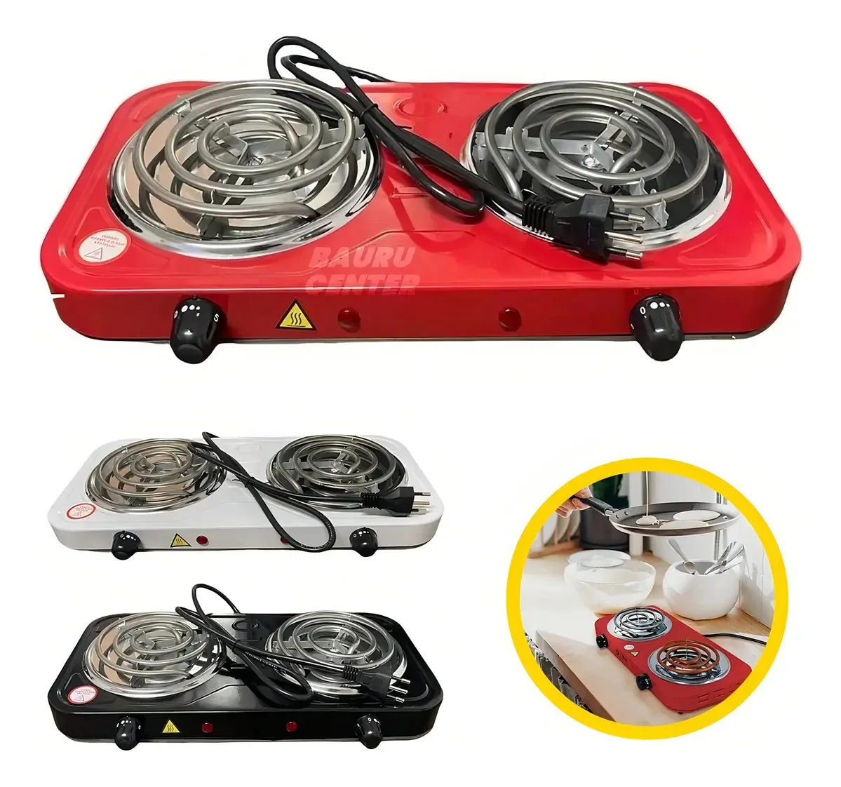 Fogão Elétrico Portátil Fogareiro Cooktop 2000w Camping Cor Preto