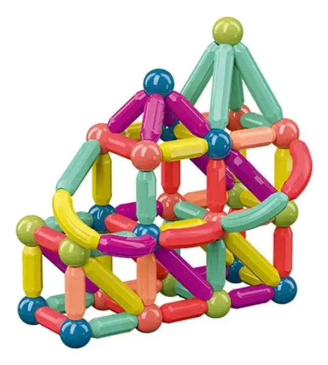 Blocos Magnéticos 103 Peças Brinquedo Educativo Infantil Versão do personagem Blocos Geométricos