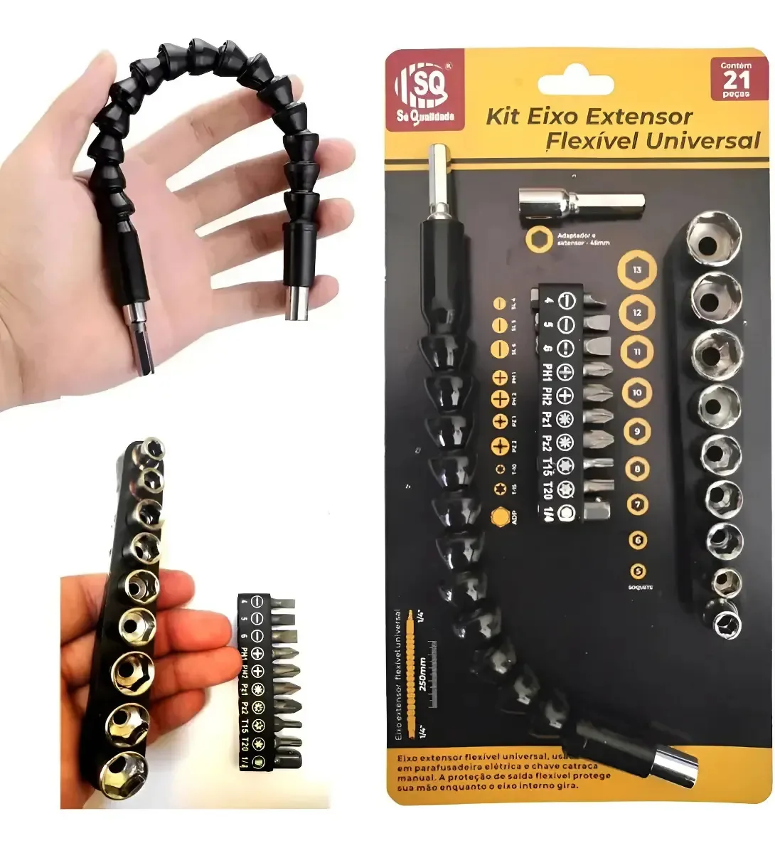 Kit Extensor Prolongador Flexivel Parafusadeira Universal