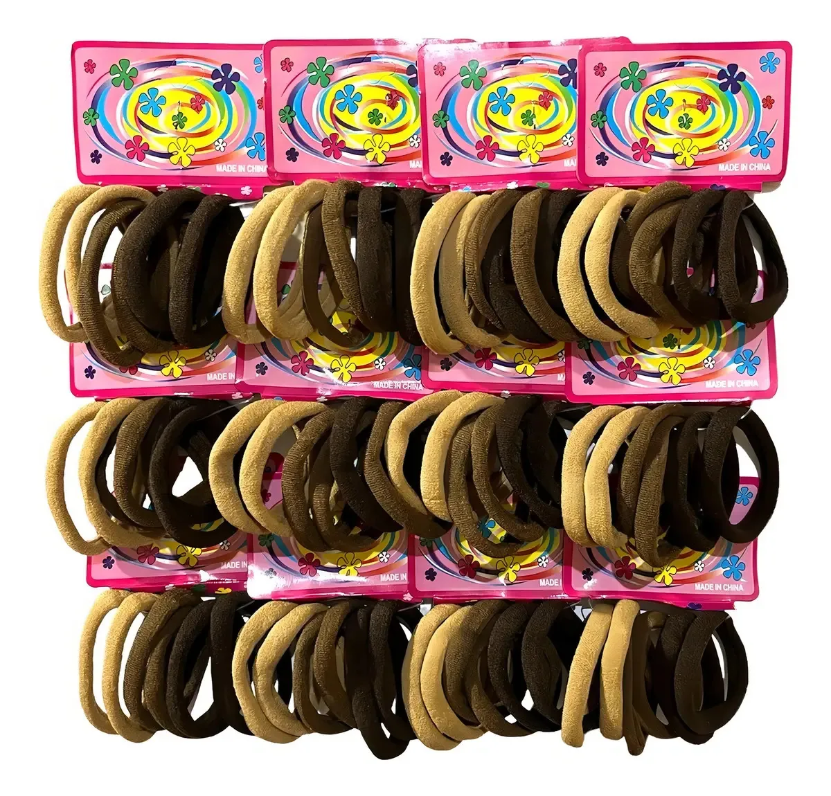 Kit 72 Elásticos De Cabelo Xuxinha Rabicó Tipo Meia Neutras (Bege/Marrom).Forte e Resistente.
