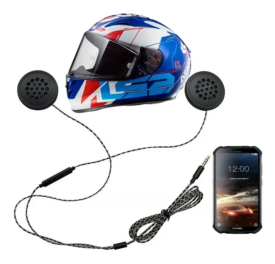 Fones De Ouvido Interno + Microfone Para Capacete Moto