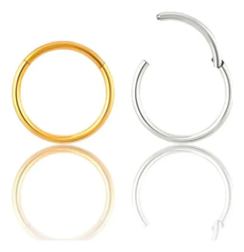 Piercing Argola Click Titânio Hipoalergên Dourado 8mm