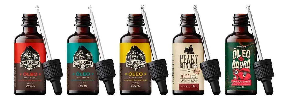 Kit 5x Óleos Para Barba Todas As Fragrâncias Don Alcides