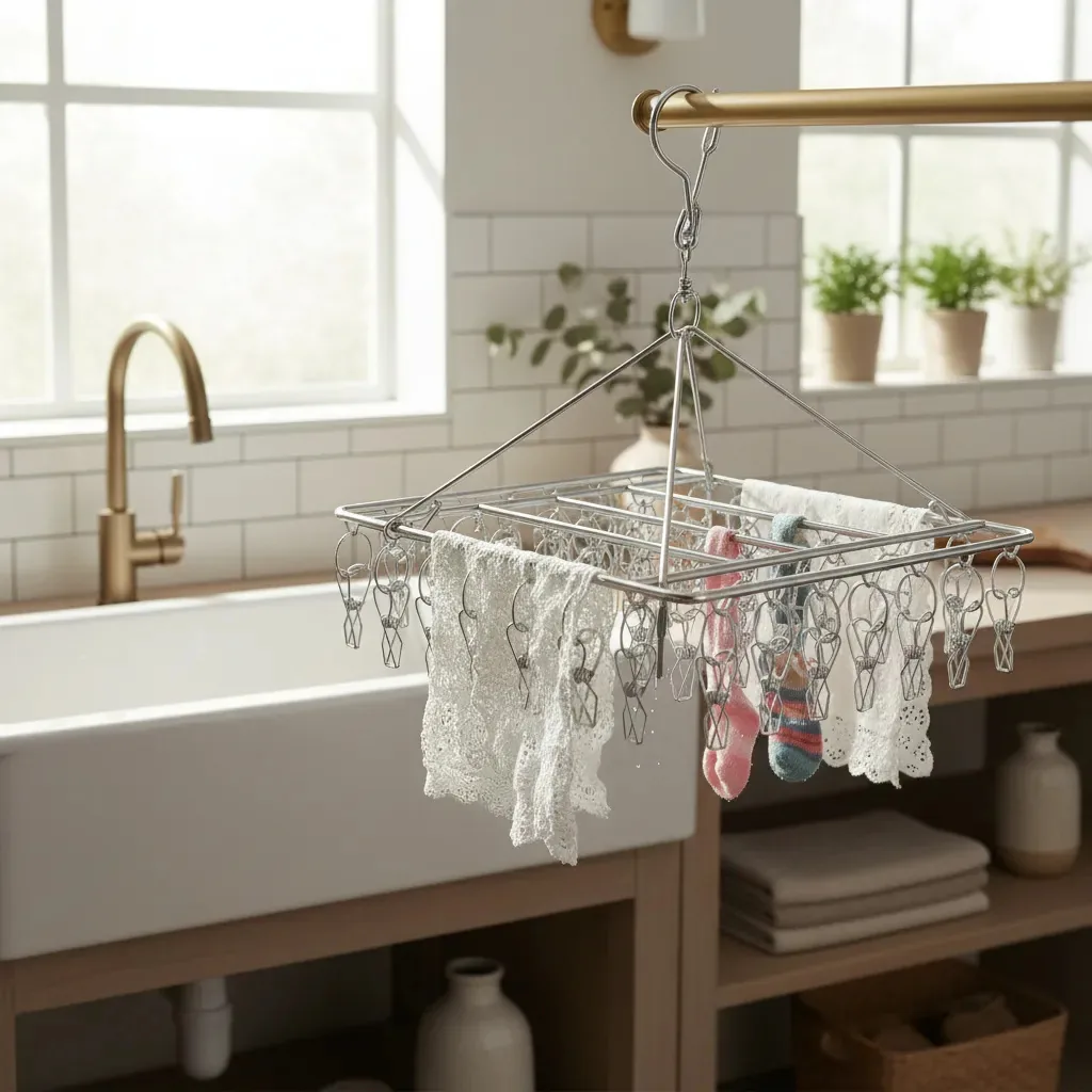 2 pçs Varal Aço Inox Suspenso Roupa Íntima 80 Prendedor Calcinha