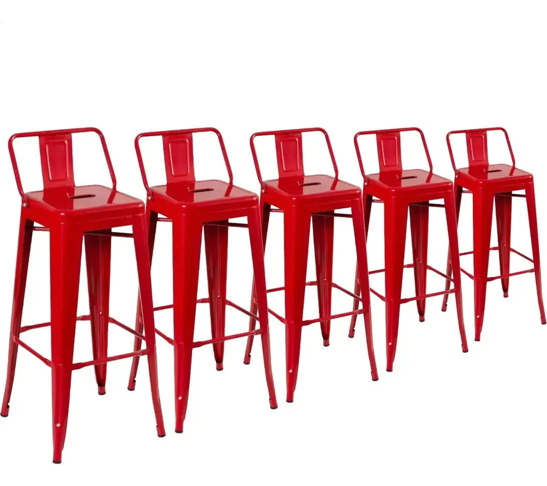 5 Unid Banqueta Alta Tolix 76cm Industrial Resistente Master Acabamento da estrutura Pintura eletrostática Cor Vermelho