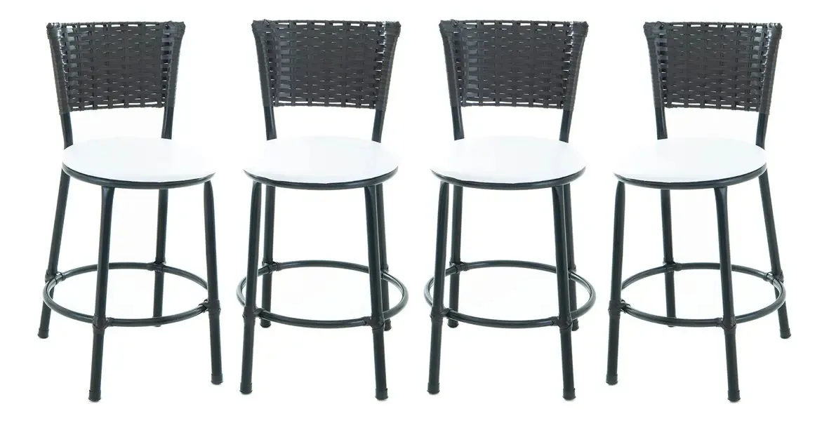 Kit 4 Banqueta Baixa Junco Tabaco Estilo E Conforto Cor Branco