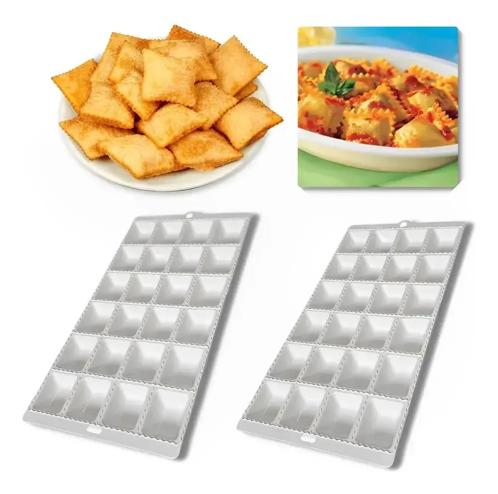 2x Kit 2 Forma Para Modelar Ravioli Mini Pasteis Massa 24 Ca