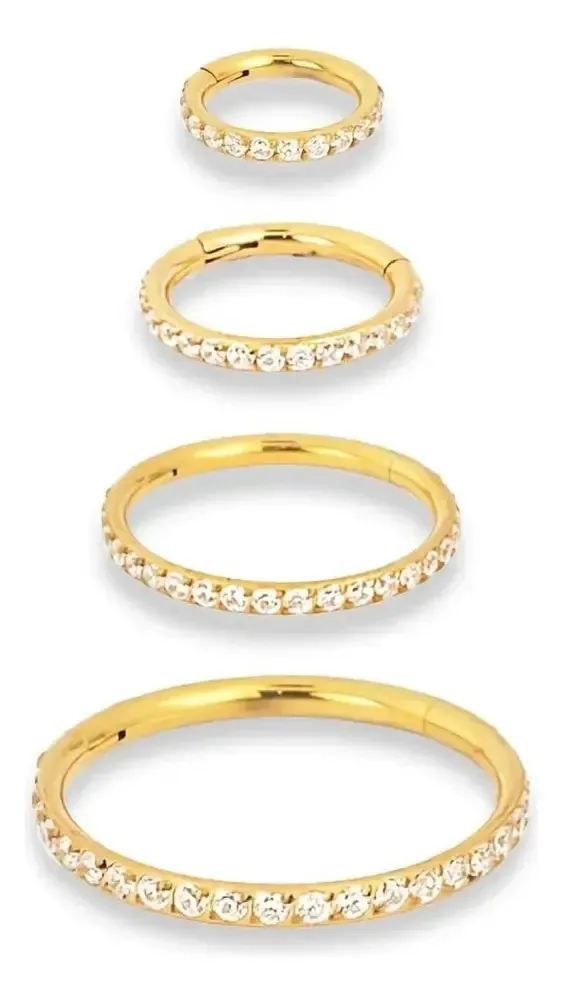 Piercing Argola Titânio Click Zircônia Brilha Dourado 6mm