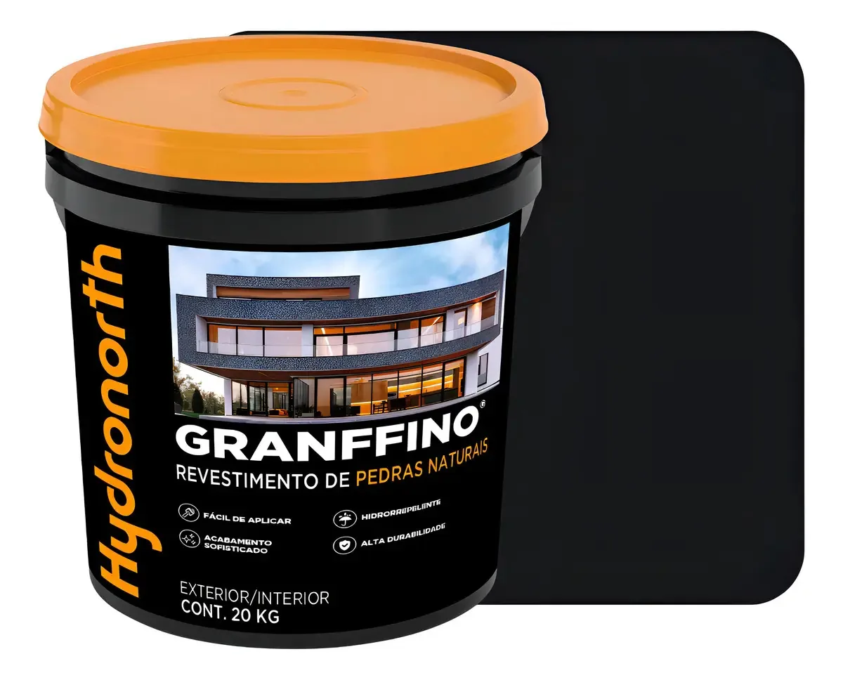 Granffino Pedras Naturais Preto Ônix Hydronorth Balde 20kg Acabamento Elegante