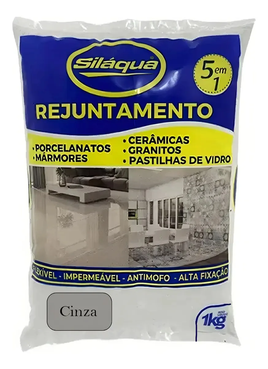 Rejunte 1kg 5x1 Porcelanatos Cerâmica Piscina - Cinza