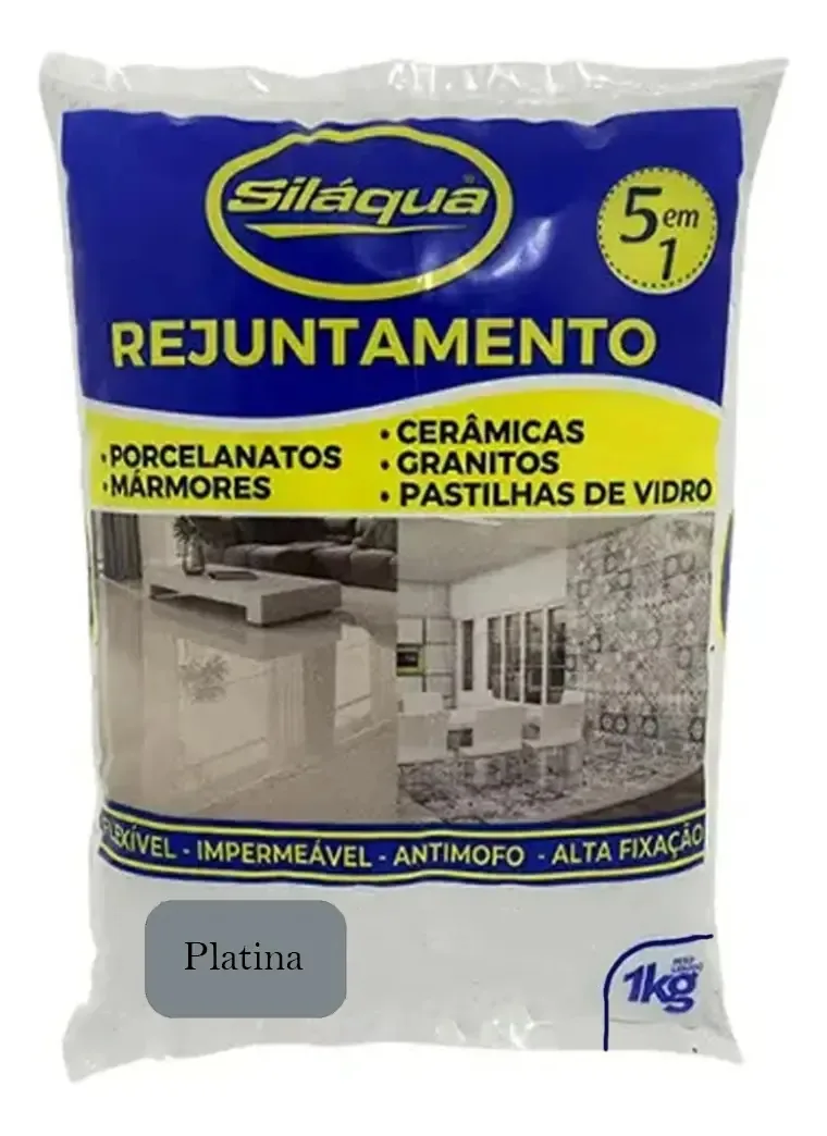 Rejunte 1kg 5x1 Porcelanatos Cerâmica Piscina - Platina
