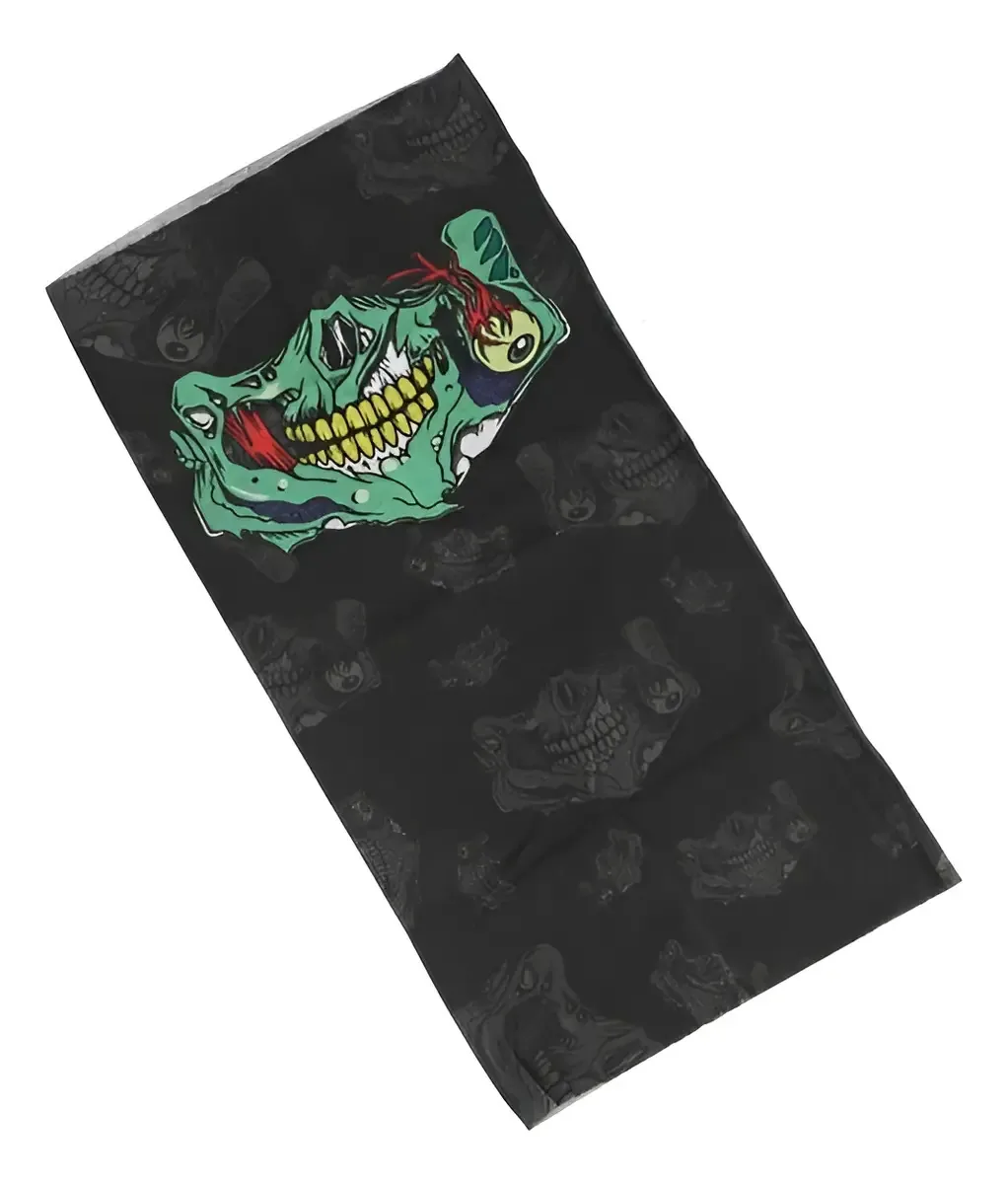 Bandana Caveira Touca Balaclava Mascara Paintball Airsoft Cor Preto Desenho Caveira - Verde Tamanho Unico