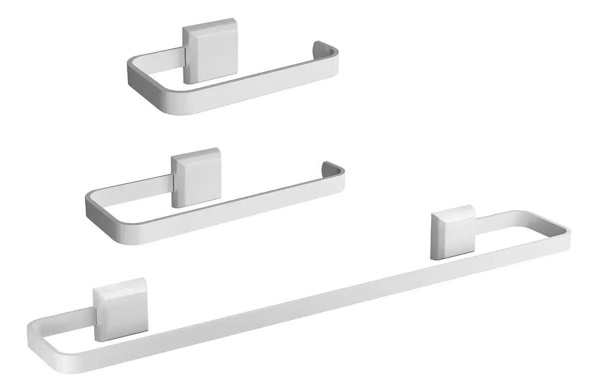 Kit De Acessórios Para Banhos Banheiros 3 Peças Luxo Cor Branco