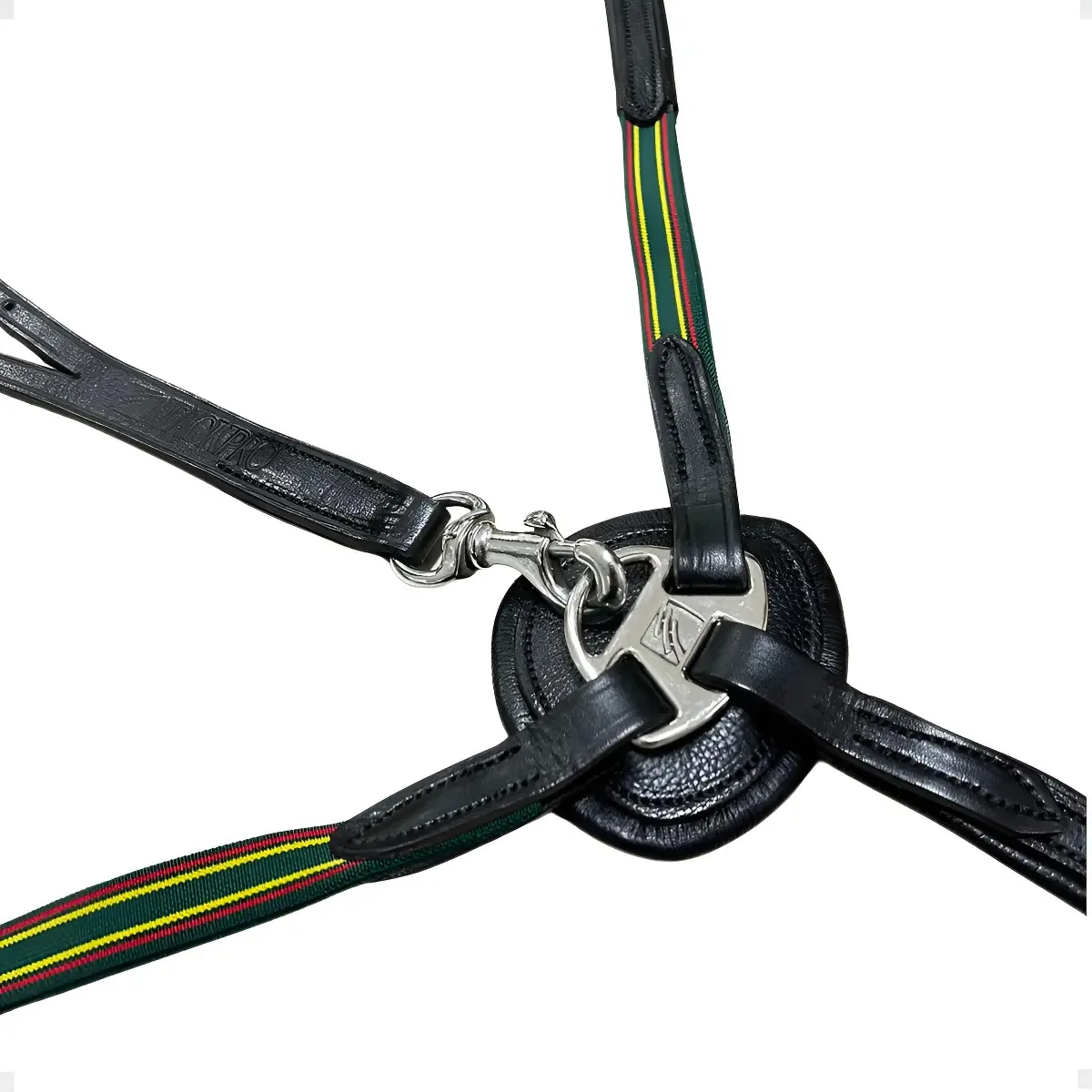 Peitoral com Martingal Tackpro Equitação Aço Inox Couro Preto