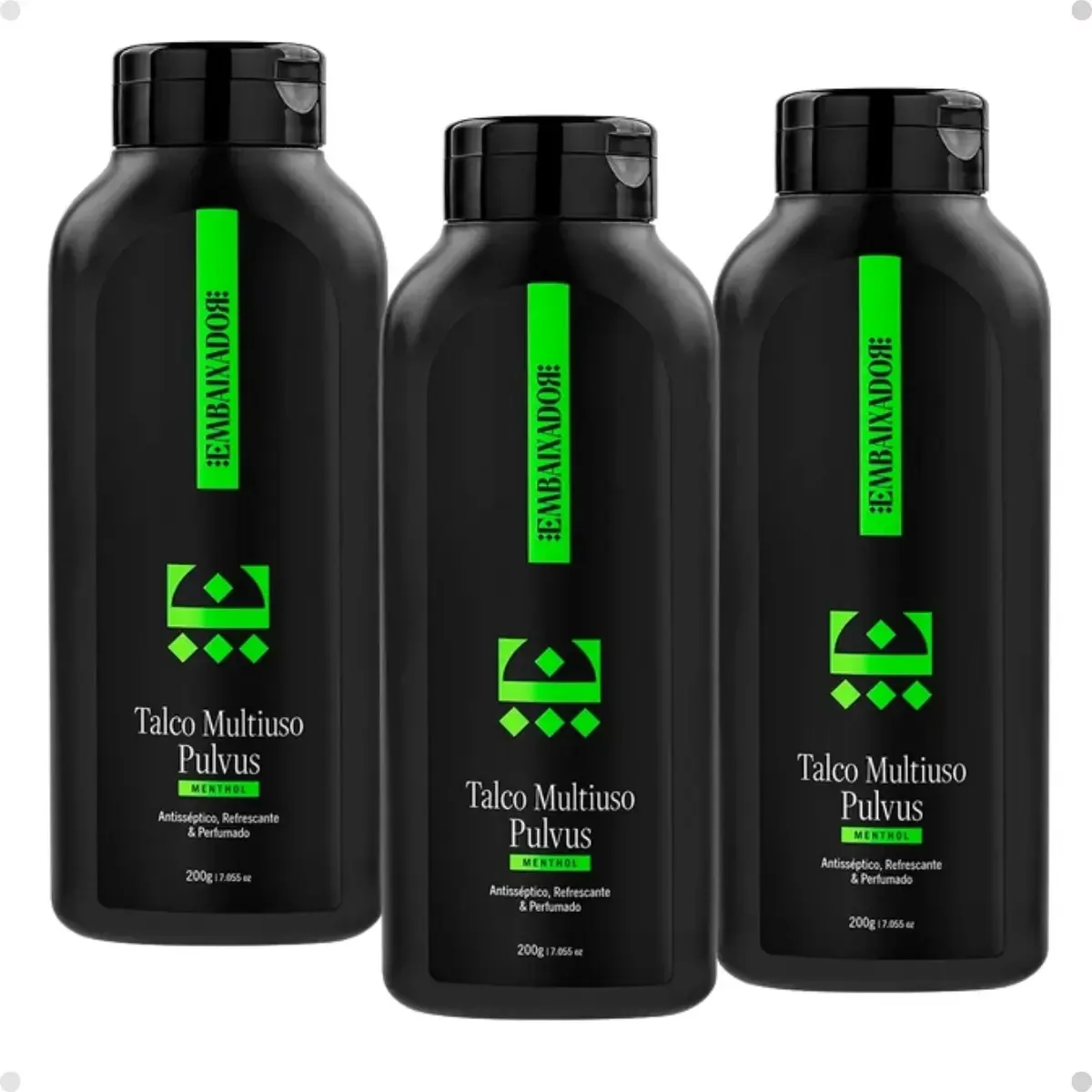 Kit 3 Talcos Pulvus Menthol Profissional 200g Barbearia