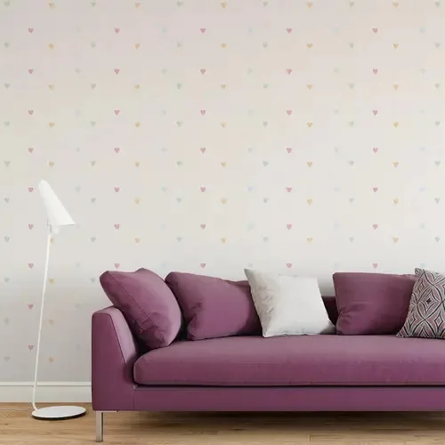 Adesivo Papel Parede Infantil Coração Colors Tons Pastéis 3m