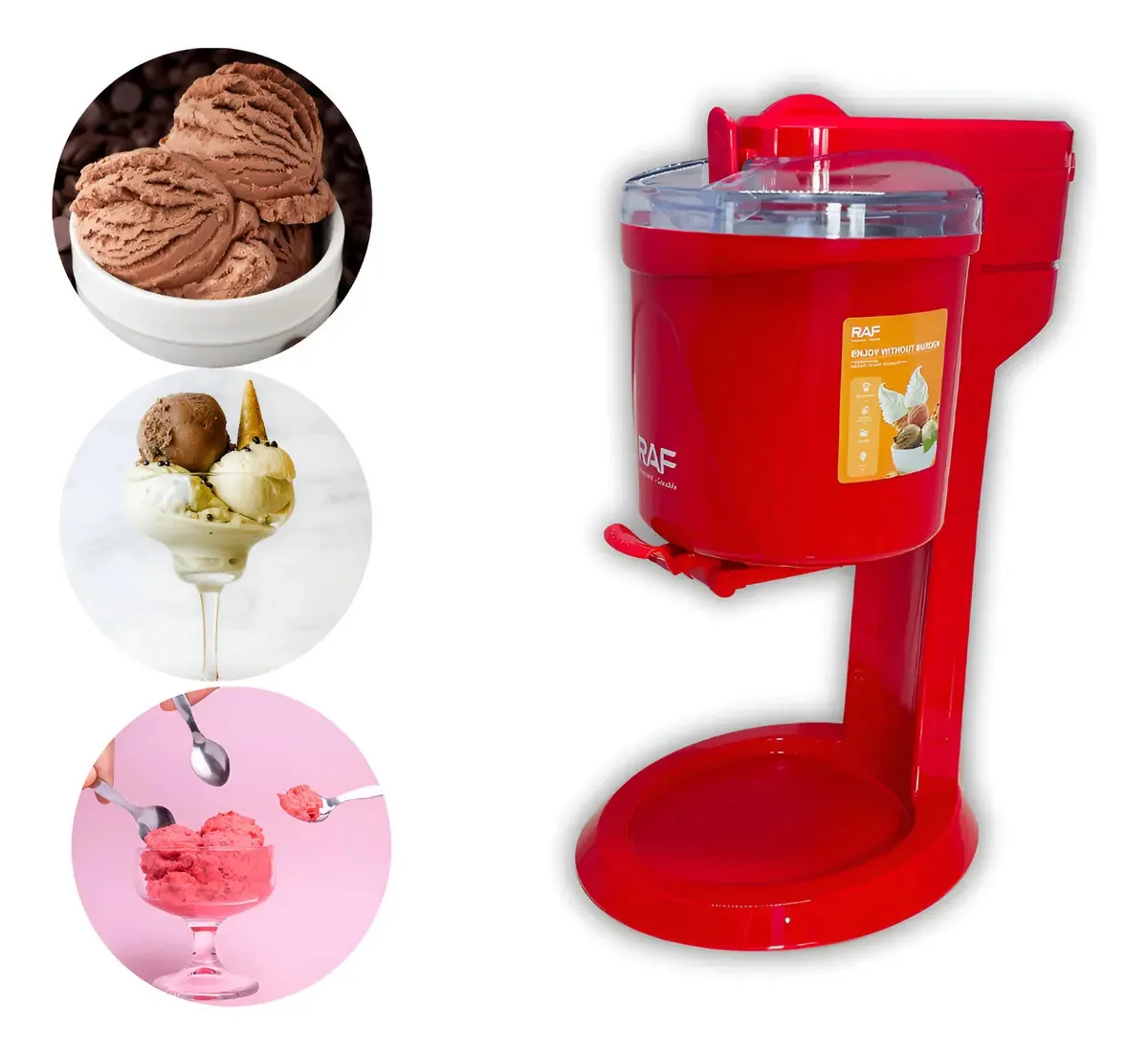 Máquina Profissional De Sorvete Sobremesas Geladas Caseira Cor Vermelho Frequência 50hz/60hz