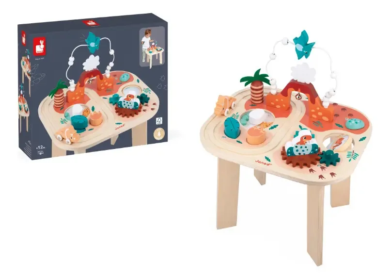 Brinquedo Mesa Multiatividades Dinossauro Para Bebê Janod Cor Marrom
