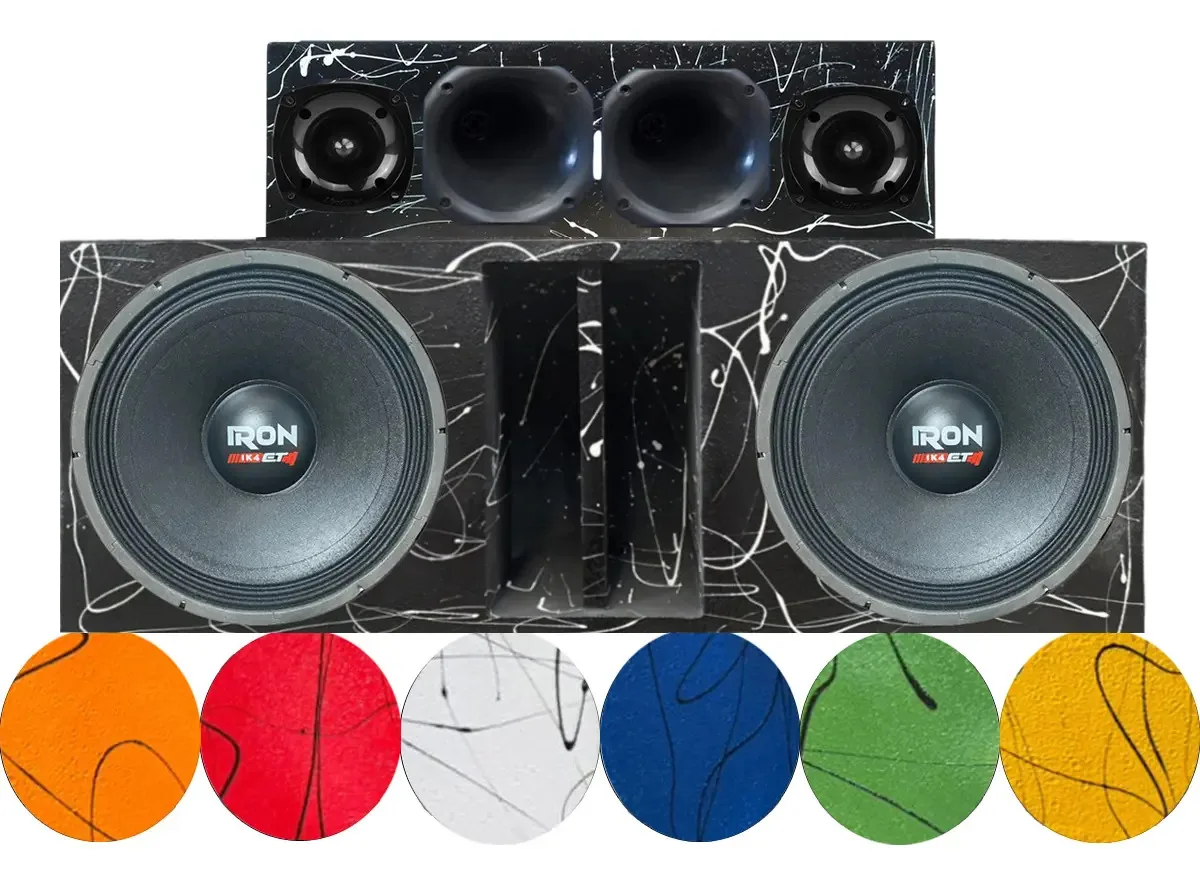Caixa Corneteira Automotiva 2 Woofer Iron 1k4 + Corneteira