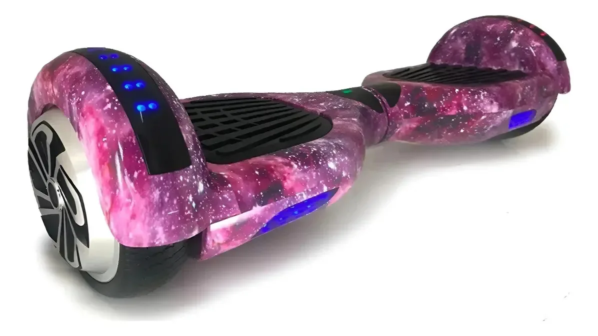 Hoverboard Skate Elétrico 6.5 Led Bluetooth Outlet Cor Roxo Galaxia