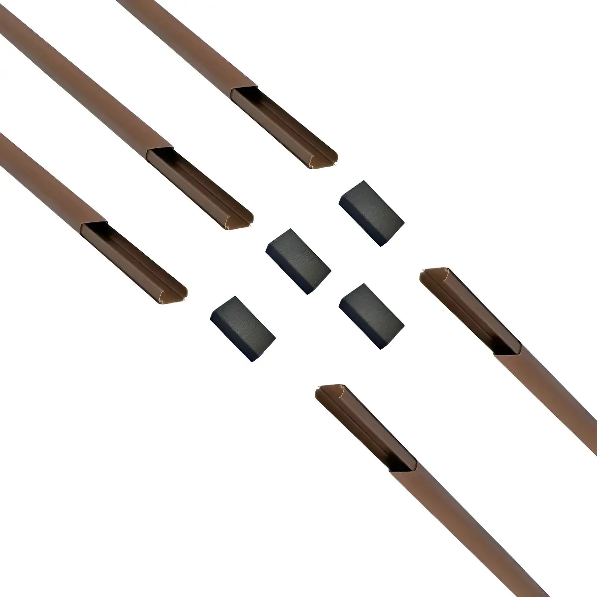 5 Metros (5x1m) Canaleta 20x10 Marrom Mogno +4 Luvas Emenda