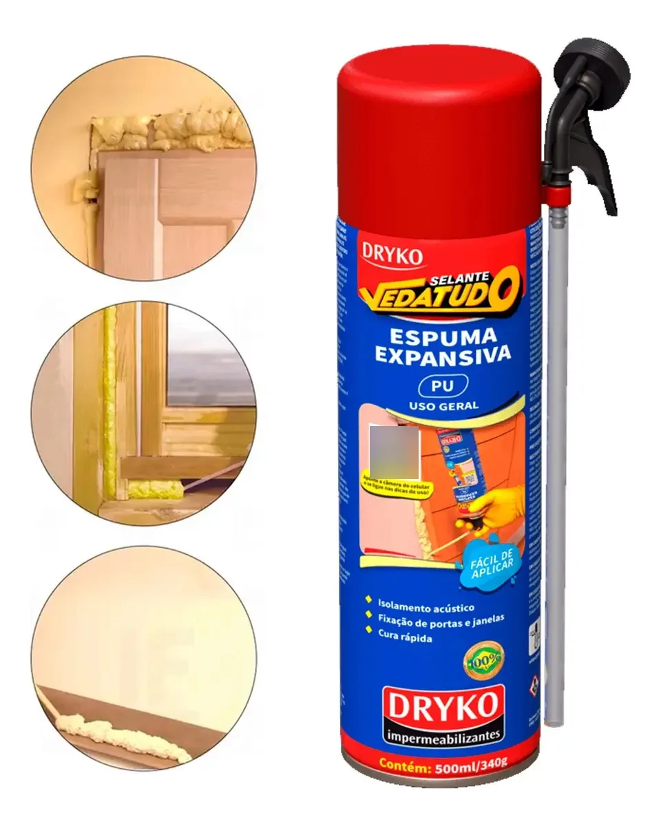 Espuma Expansiva 500ml Poliuretano Fácil Uso Geral