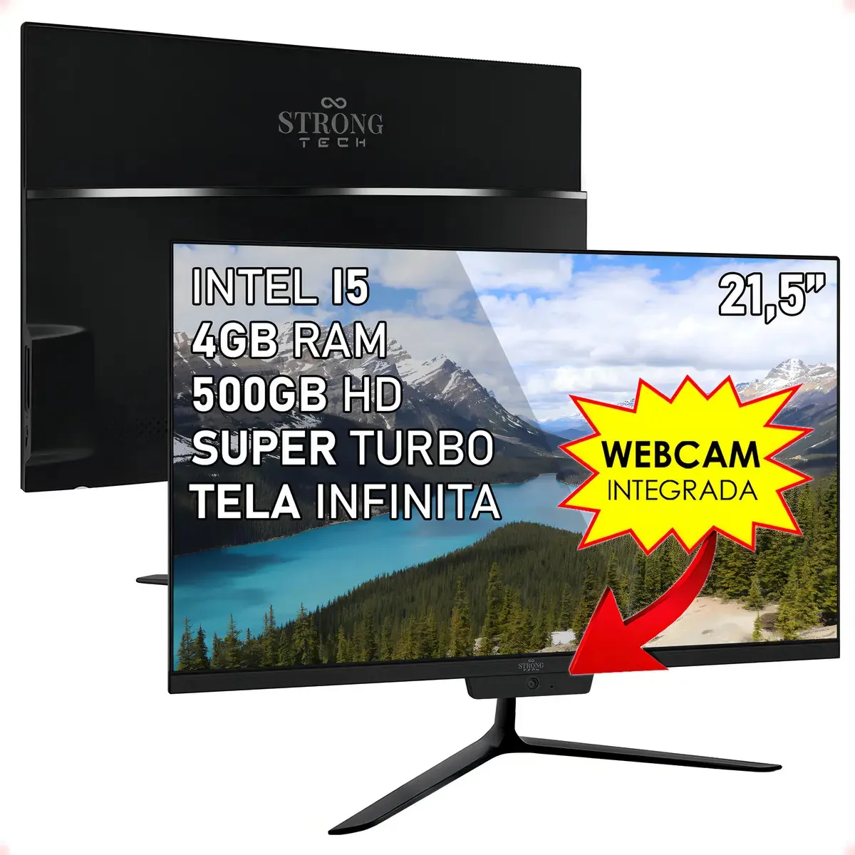 All In One Preto Intel I5 4gb Hd 500gb 21,5 Strong Tech
