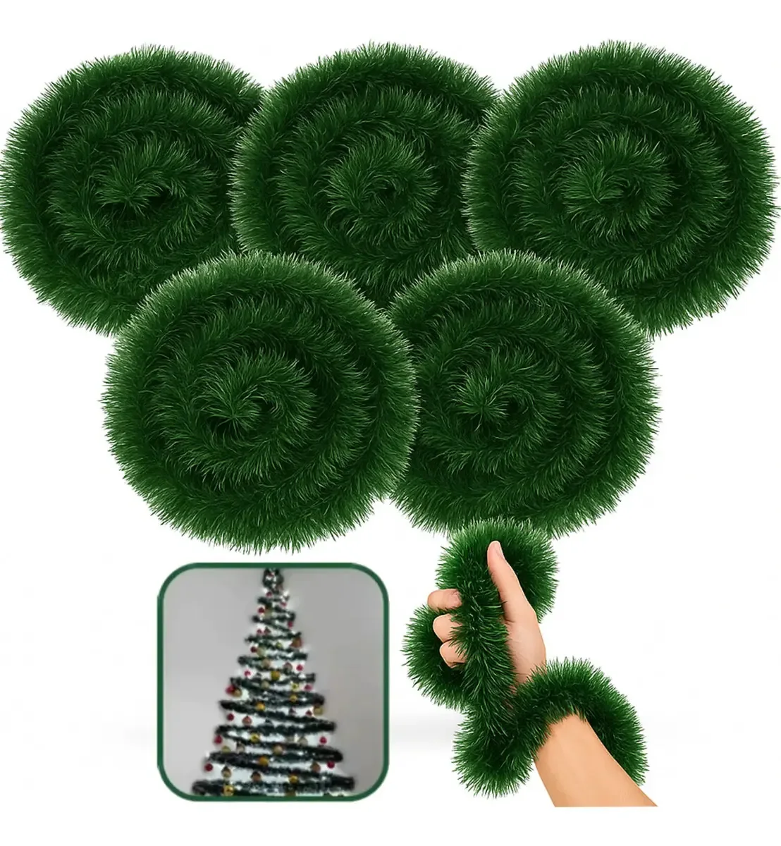 5 Peças Festão Enfeite De Natal Kit 10 Metros Decoração Festa Verde Promoção 8cm Luxo Sambalelê Artigos Para Festas E Descartáveis
