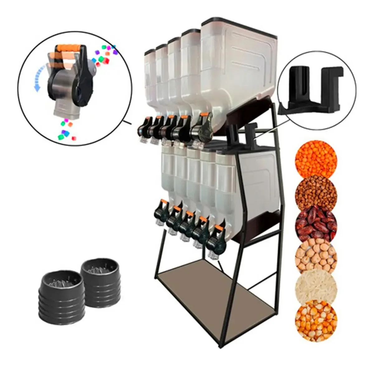Dispenser Porta Armazenamento Cereais Ração 10 Módulos 35lts Preto