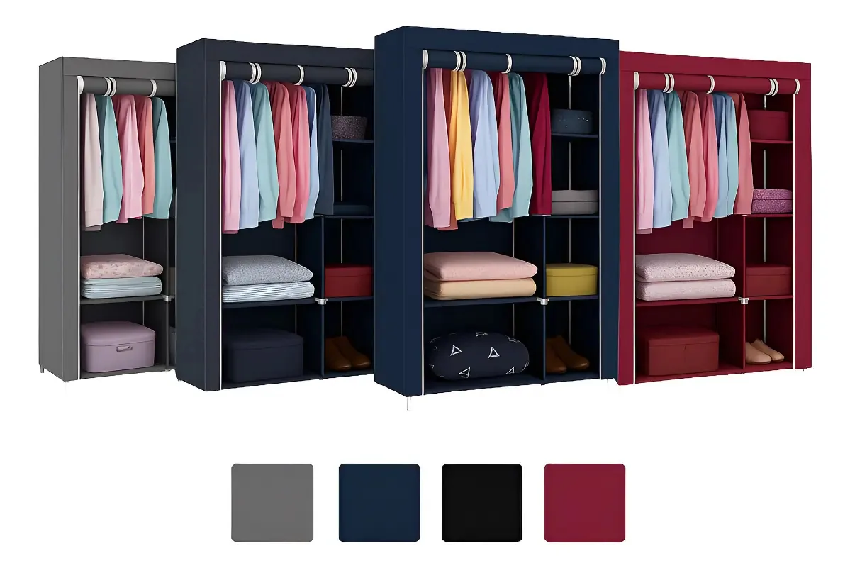 Armário Guarda Closet Roupa Organizado Dobrável Desmontável Cor Cinza