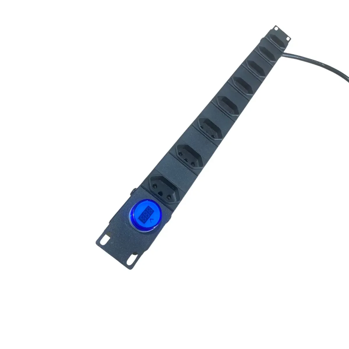Filtro De Linha Regua Extensao Tomada Para Rack 8 Tomadas 20a Voltimetro Mvolts Cor Preto